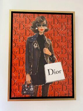 Oliver Gal "What Did You Say?" Barbie Fashion Framed Artwork